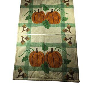 Two Fall Pumpkin Quilted Placemats Patchwork autumn Thanksgiving holiday